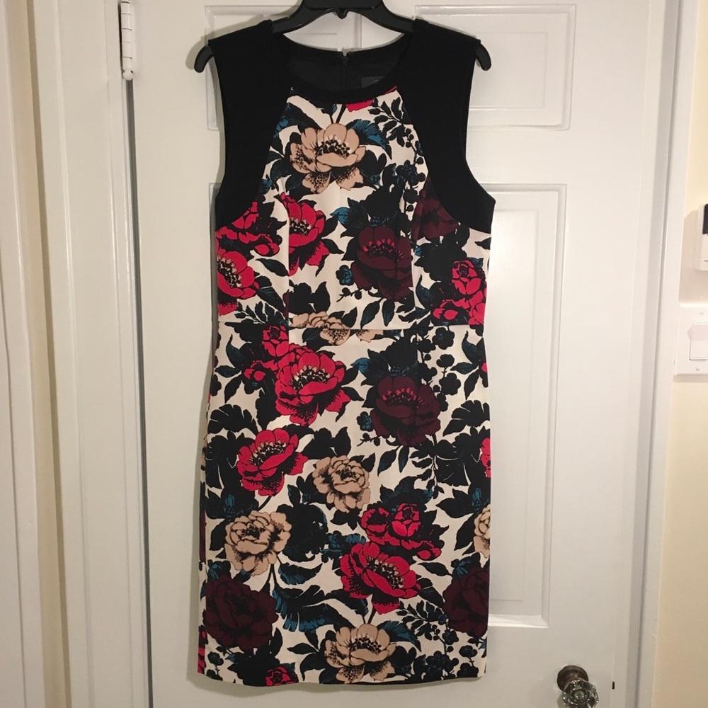 Adrianna Papell Black and Flowered Dress
